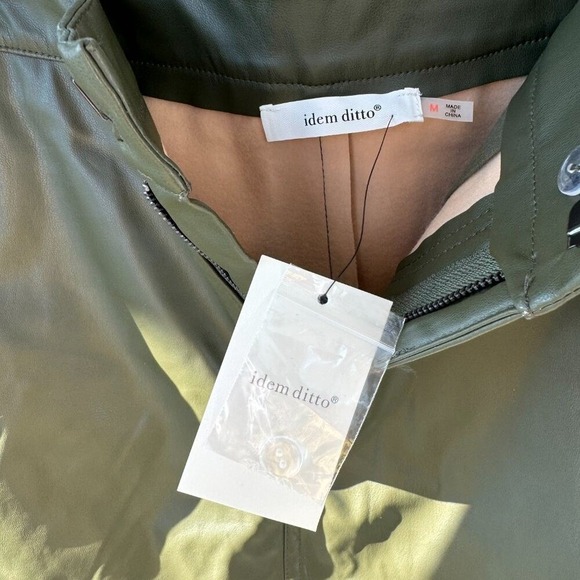 Army Green Vegan Leather Womens Shorts Size M Olive Green Indie Sleaze Festival - Picture 3 of 3